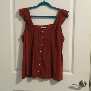 Maurices Terracotta faux Button-Front Tank Top